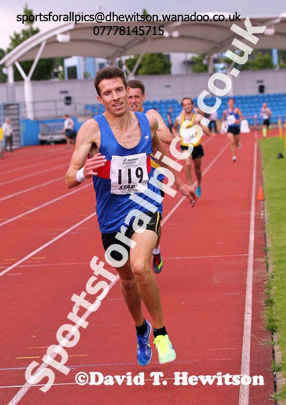 Chris Livesey (Preston Harriers) wins the senior 5000 metres, Northern Senior and Under-20 Champs, Sport City, Manchester. Photo: David T. Hewitson/Sports for All Pics